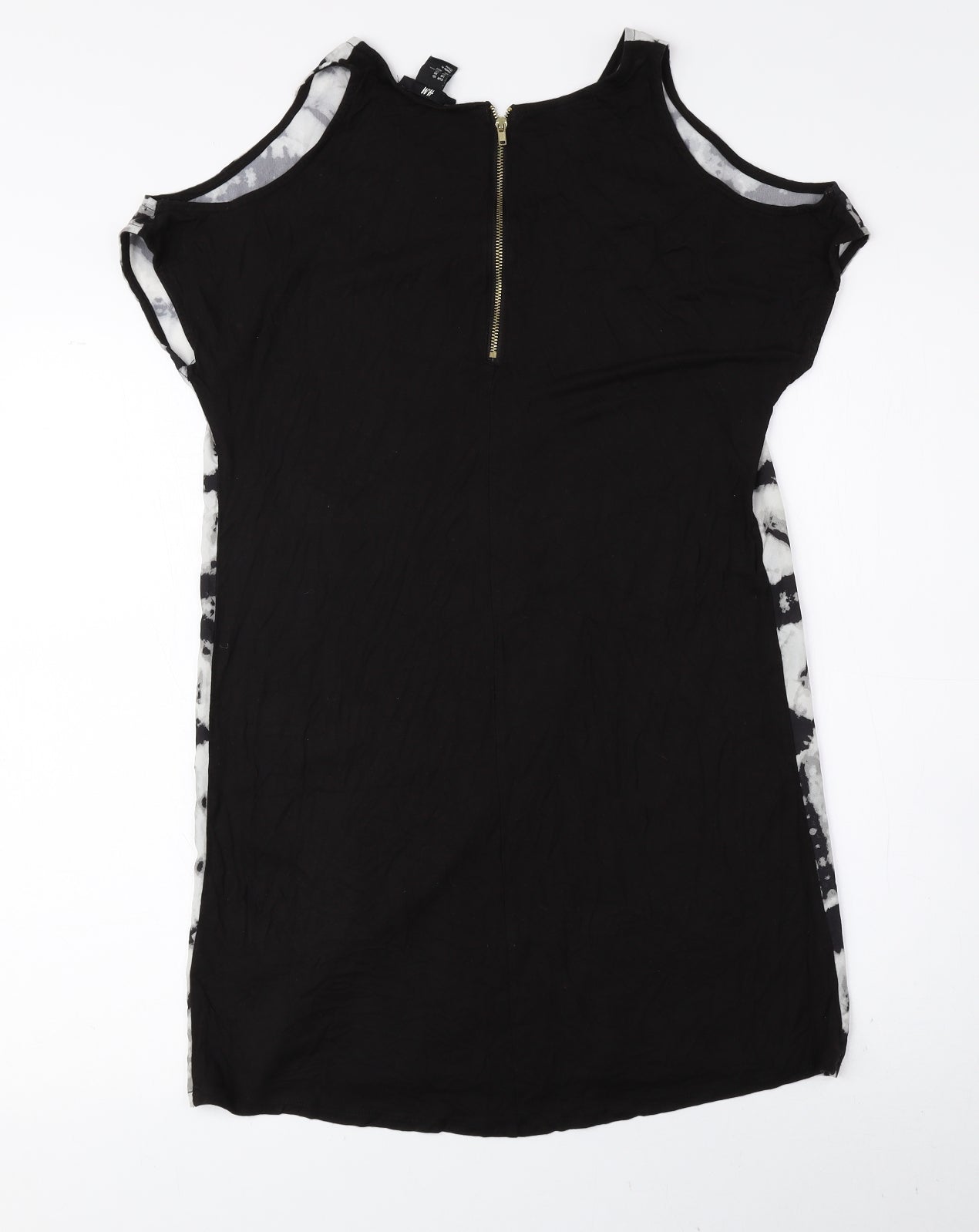 H&M Womens Grey Geometric Polyester A-Line Size XS Round Neck Zip