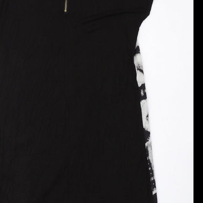 H&M Womens Grey Geometric Polyester A-Line Size XS Round Neck Zip