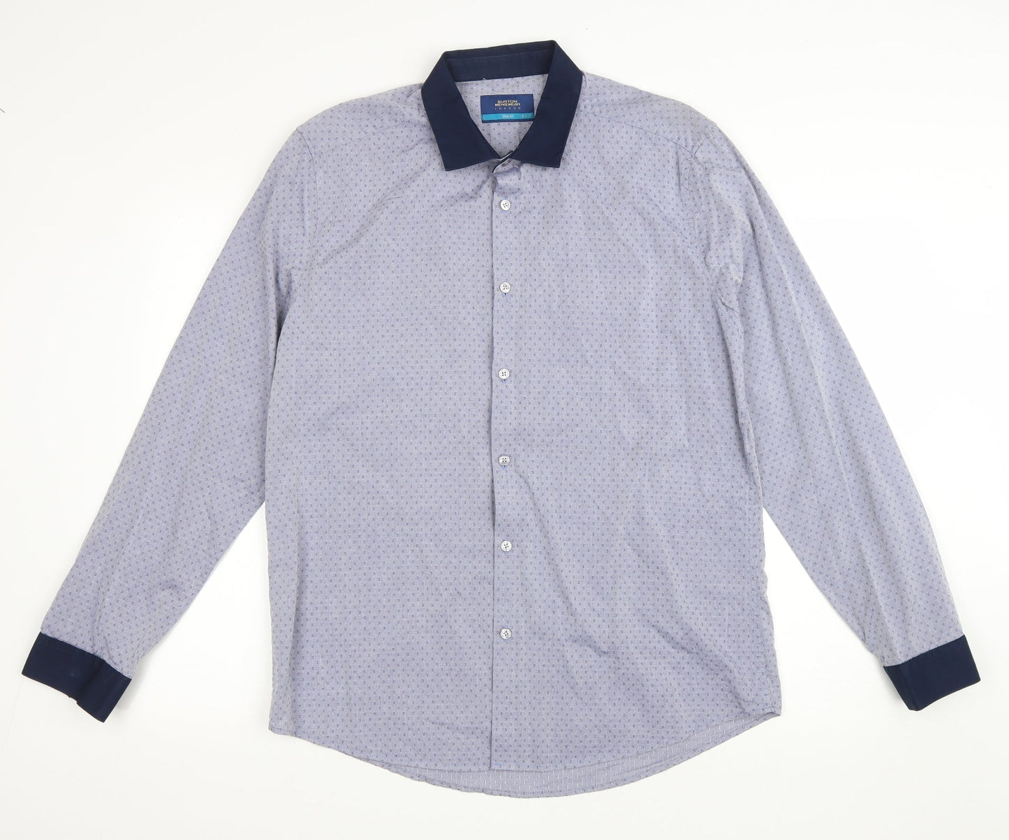 Mens UK Size L Burton Grey  Button-Up Long Sleeve Casual Shirt