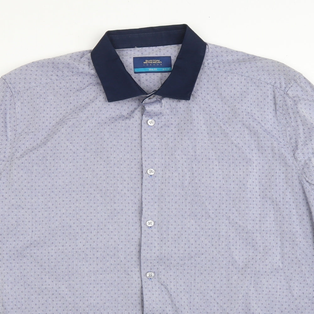 Mens UK Size L Burton Grey  Button-Up Long Sleeve Casual Shirt
