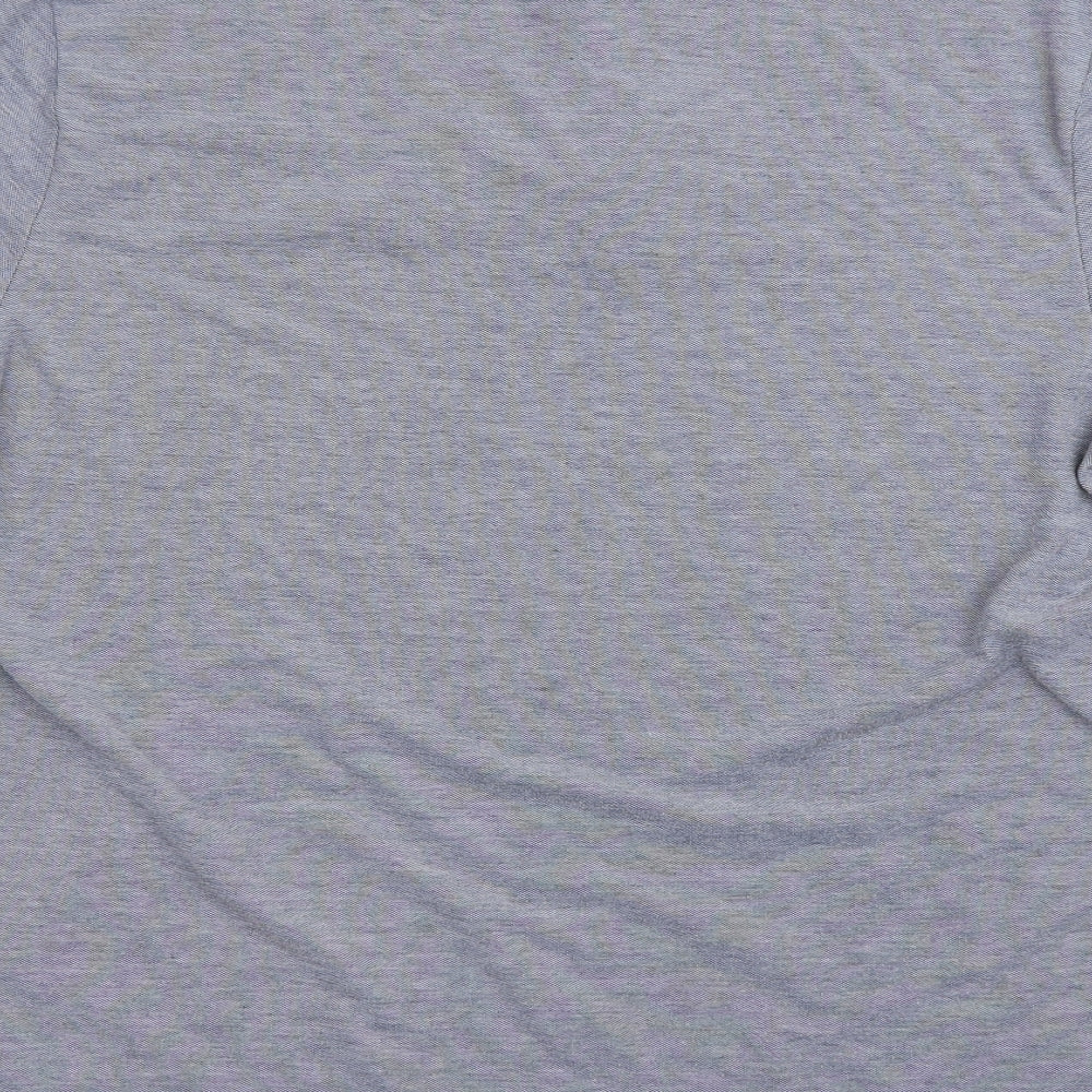 urton Mens Blue Cotton Polo Size L Collared Button