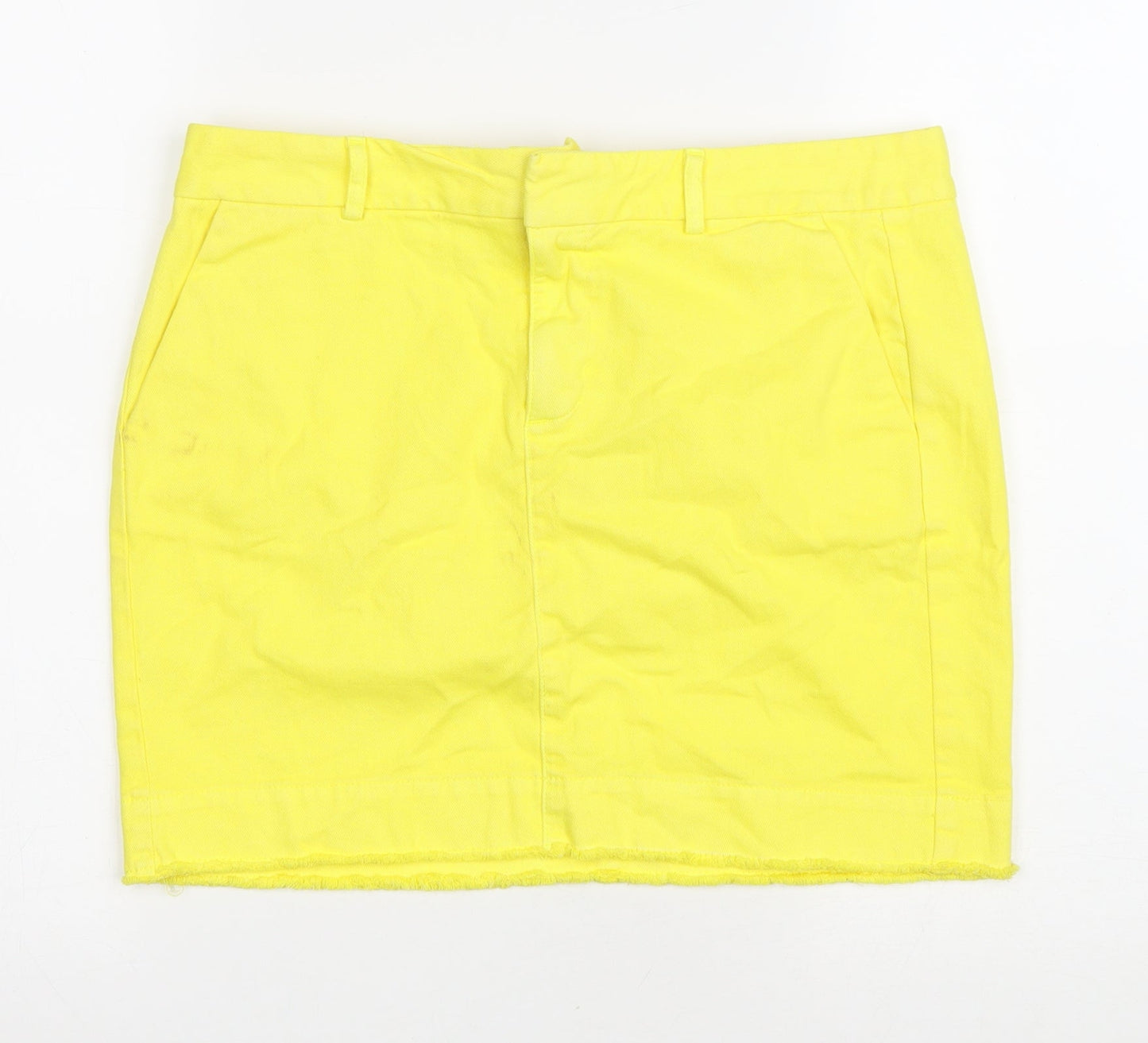 Gap Womens Yellow Cotton Mini Skirt Size 6 Zip