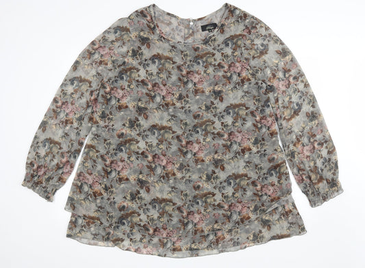 Rage Womens Multicoloured Floral Polyester A-Line Size 16 Scoop Neck Zip