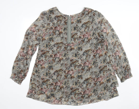 Rage Womens Multicoloured Floral Polyester A-Line Size 16 Scoop Neck Zip
