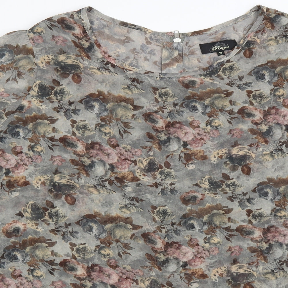 Rage Womens Multicoloured Floral Polyester A-Line Size 16 Scoop Neck Zip