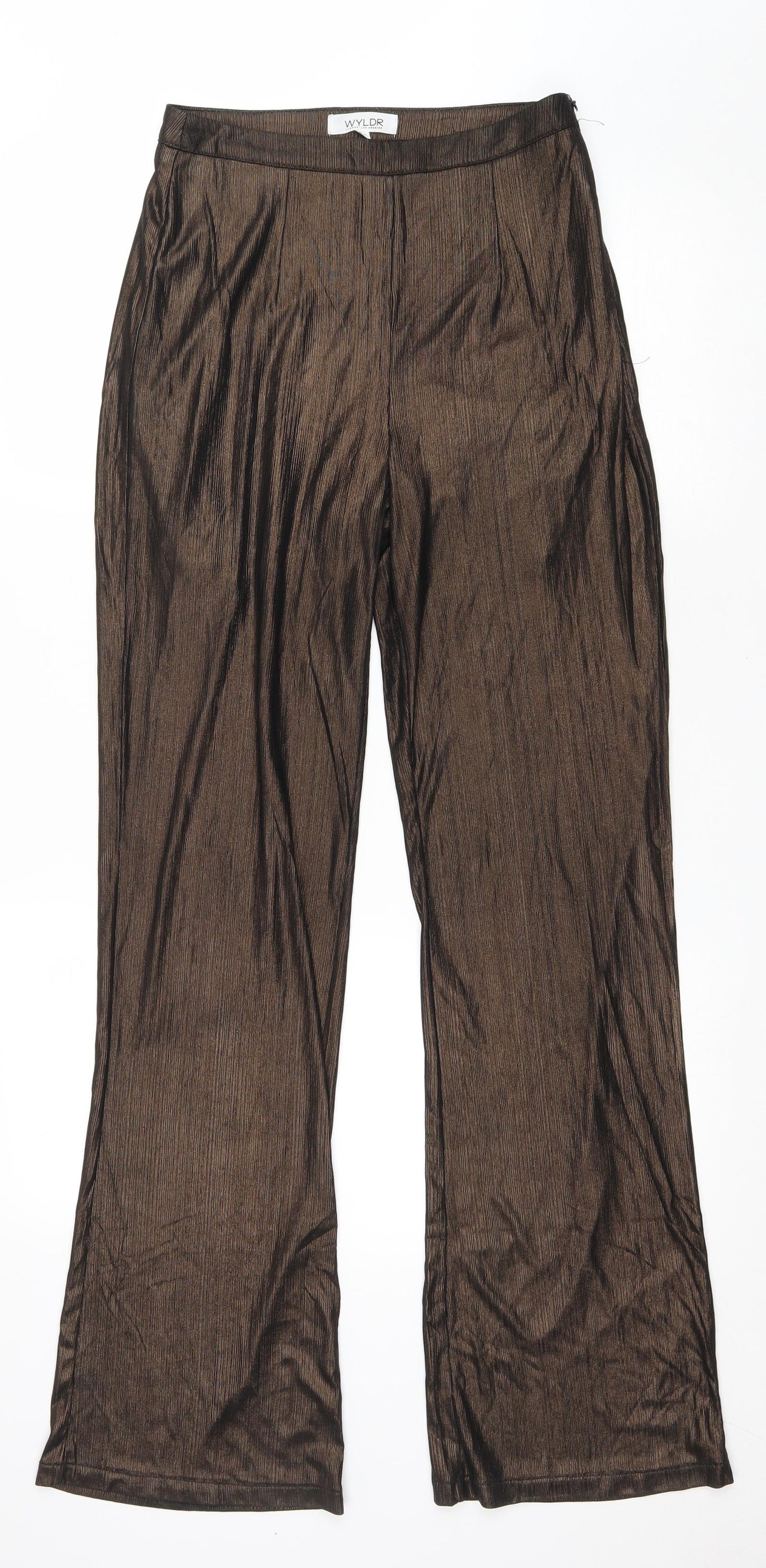 WYLDR Womens Brown Polyester Trousers Size XS L34 in Regular Zip - Sheer