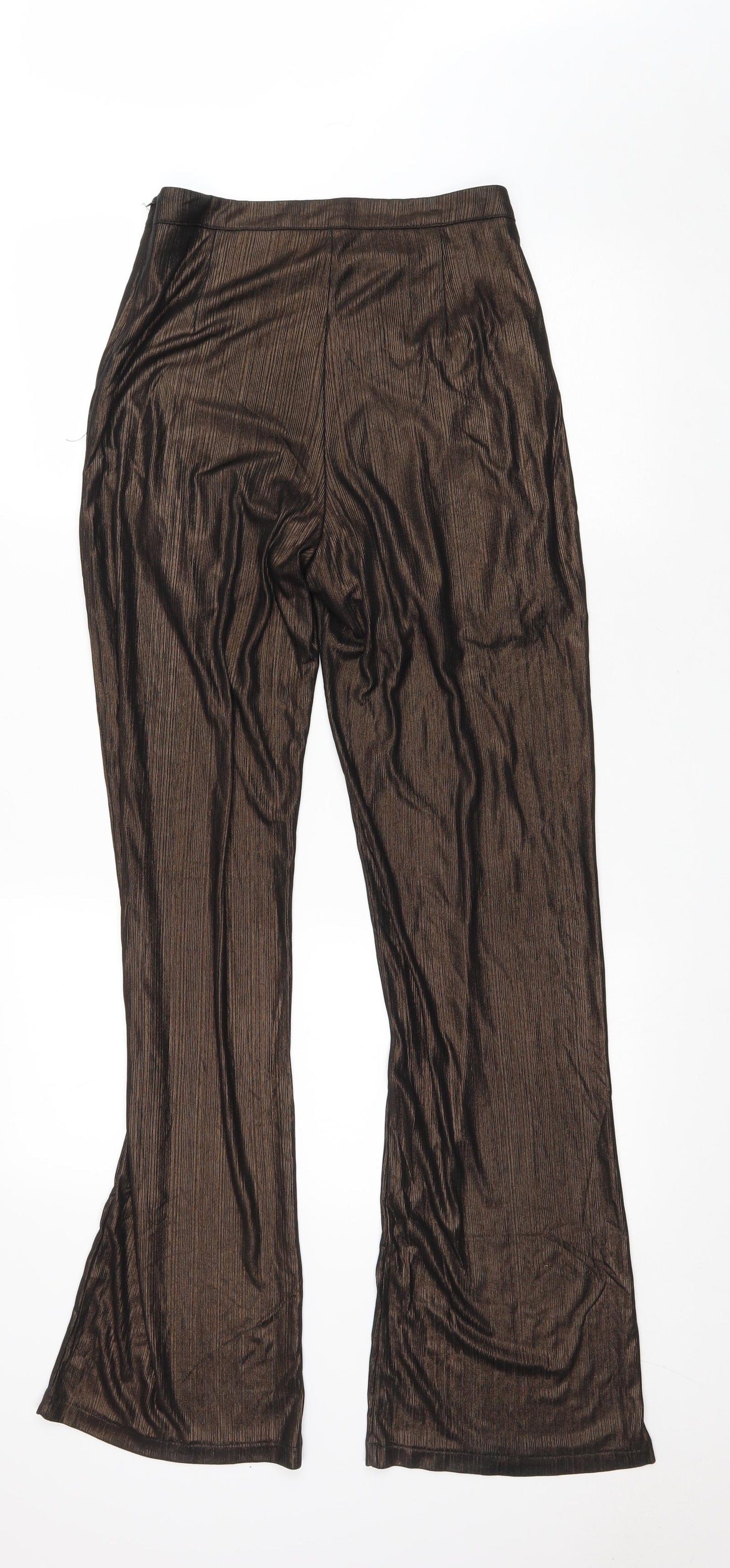 WYLDR Womens Brown Polyester Trousers Size XS L34 in Regular Zip - Sheer