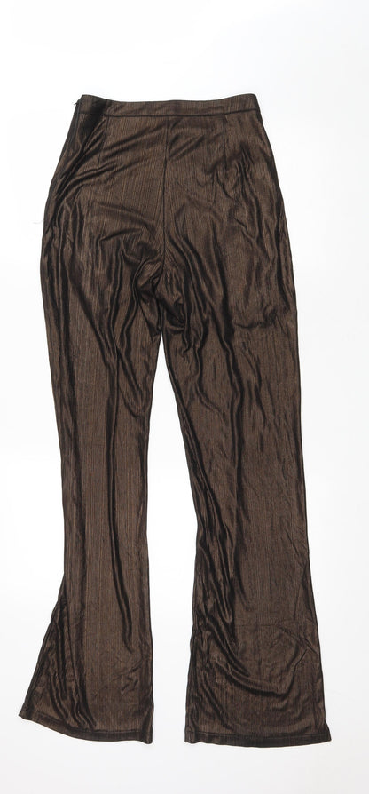 WYLDR Womens Brown Polyester Trousers Size XS L34 in Regular Zip - Sheer