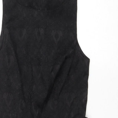 New Look Womens Black Cotton Fit & Flare Size 8 Boat Neck Zip