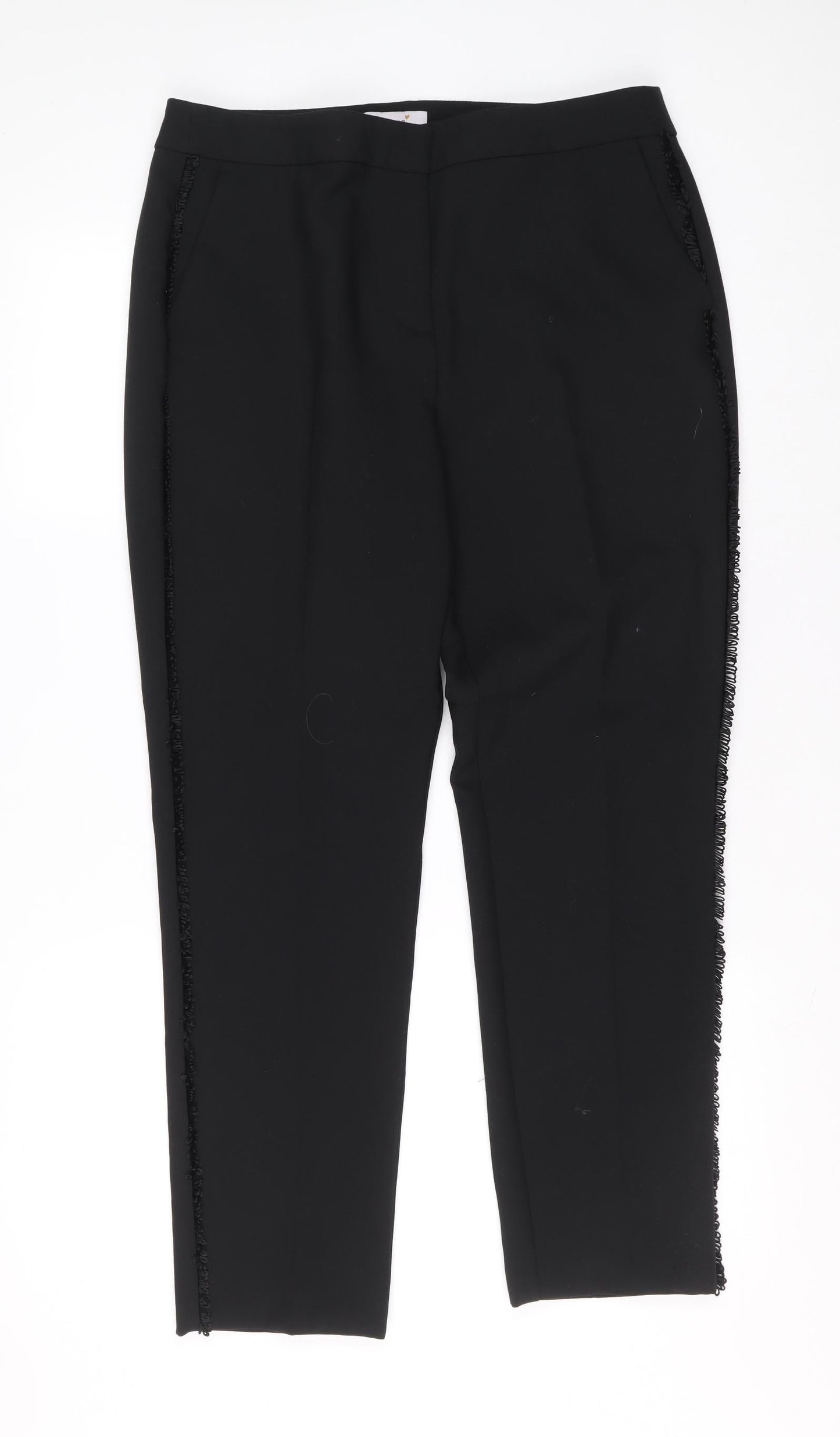 Womens UK Size 14 Per Una Regular Fit Carrot Black Trousers