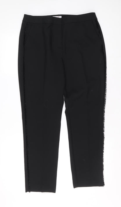 Womens UK Size 14 Per Una Regular Fit Carrot Black Trousers
