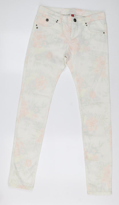 DC by Esprit Womens Multicoloured Floral Cotton Skinny Jeans Size 38 L30 in Regular Zip