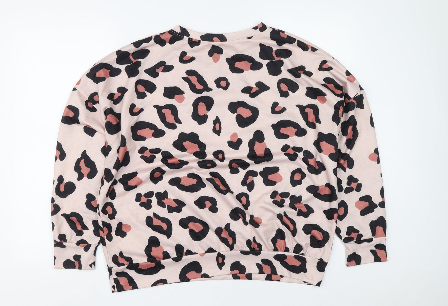 SHIEN Womens Pink Animal Print Cotton Pullover Sweatshirt Size 10 Pullover