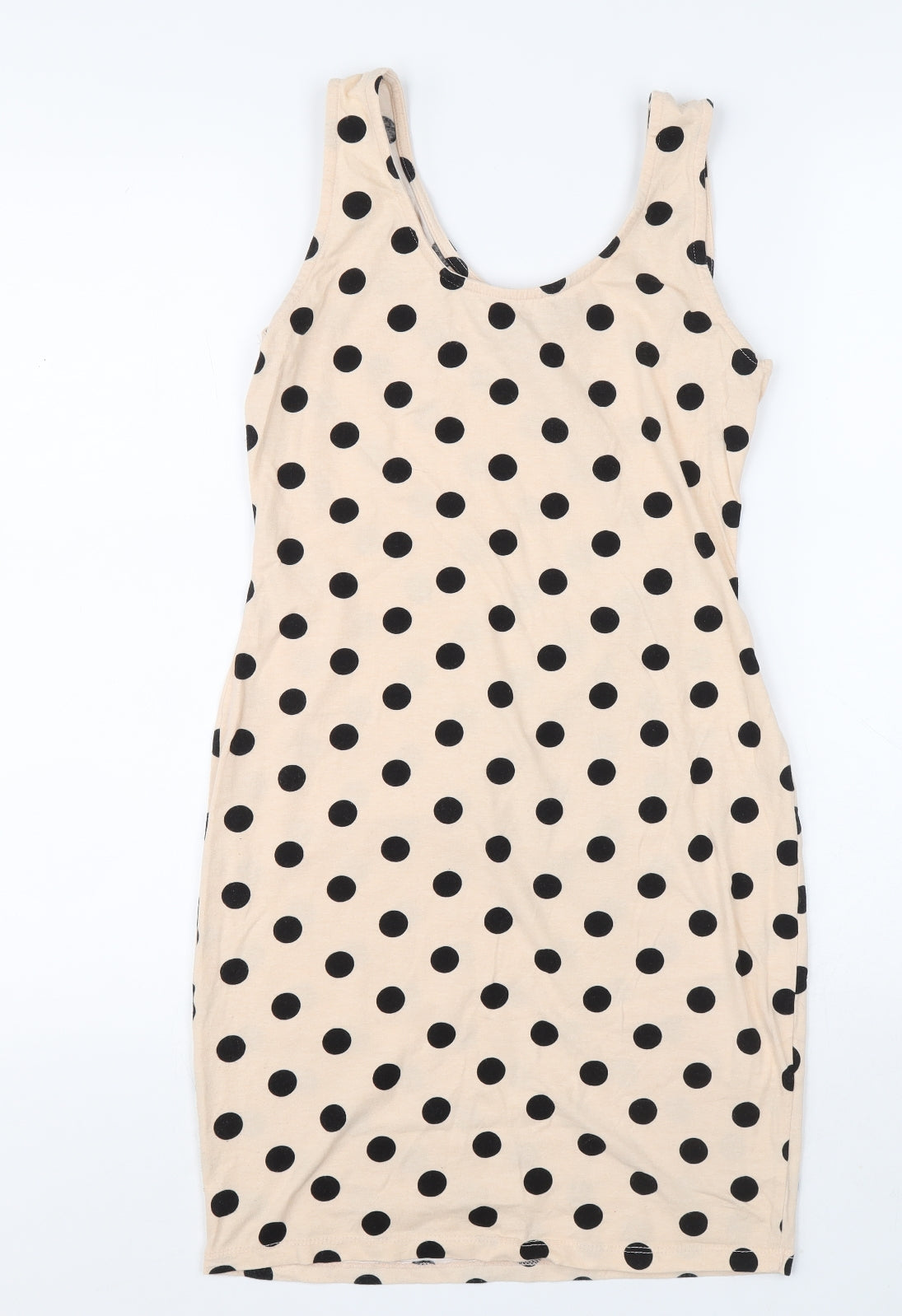 Atmosphere Womens Orange Polka Dot Cotton Tank Dress Size 10 Scoop Neck Magnetic