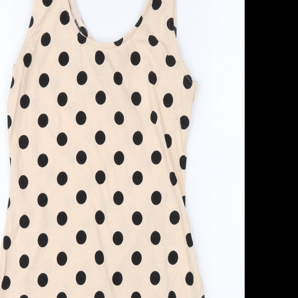 Atmosphere Womens Orange Polka Dot Cotton Tank Dress Size 10 Scoop Neck Magnetic