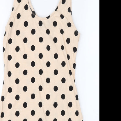 Atmosphere Womens Orange Polka Dot Cotton Tank Dress Size 10 Scoop Neck Magnetic
