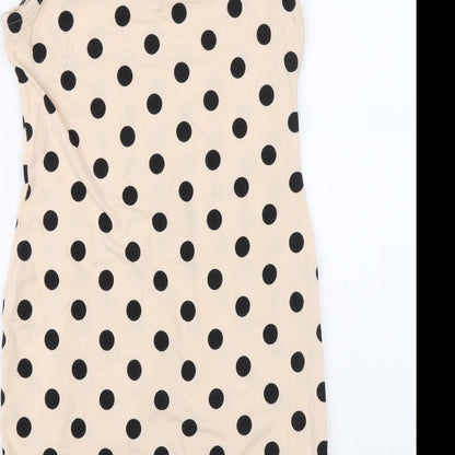 Atmosphere Womens Orange Polka Dot Cotton Tank Dress Size 10 Scoop Neck Magnetic