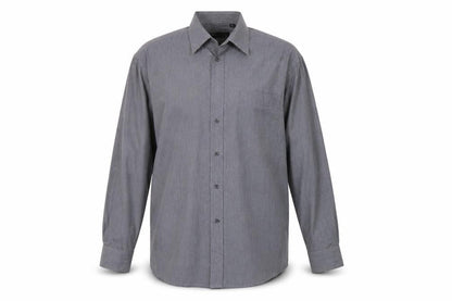 BHS Mens Grey Polyester Button-Up Size 16 Collared Button