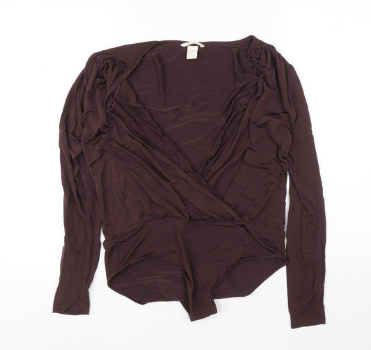 H&M Womens Purple Viscose Leotard One-Piece Size M L9 in Snap