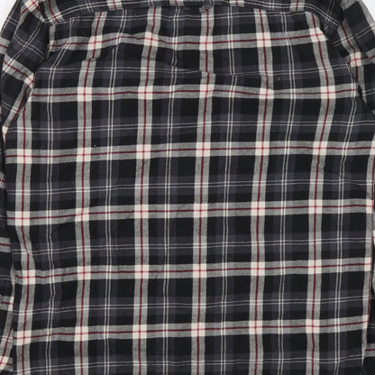 JACK & JONES VINTAGE Womens Grey Plaid 100% Cotton Basic Button-Up Size S Collared
