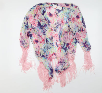URBAN MIST Womens Ivory Square Neck Floral Wrap Jumper Size L