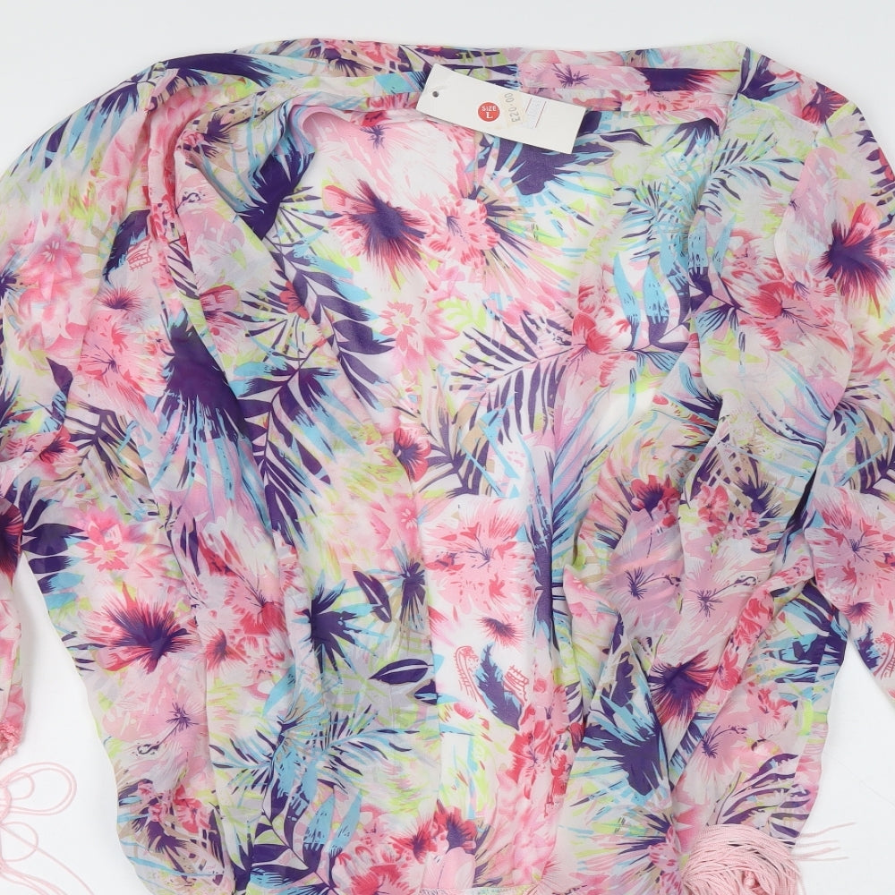 URBAN MIST Womens Ivory Square Neck Floral Wrap Jumper Size L