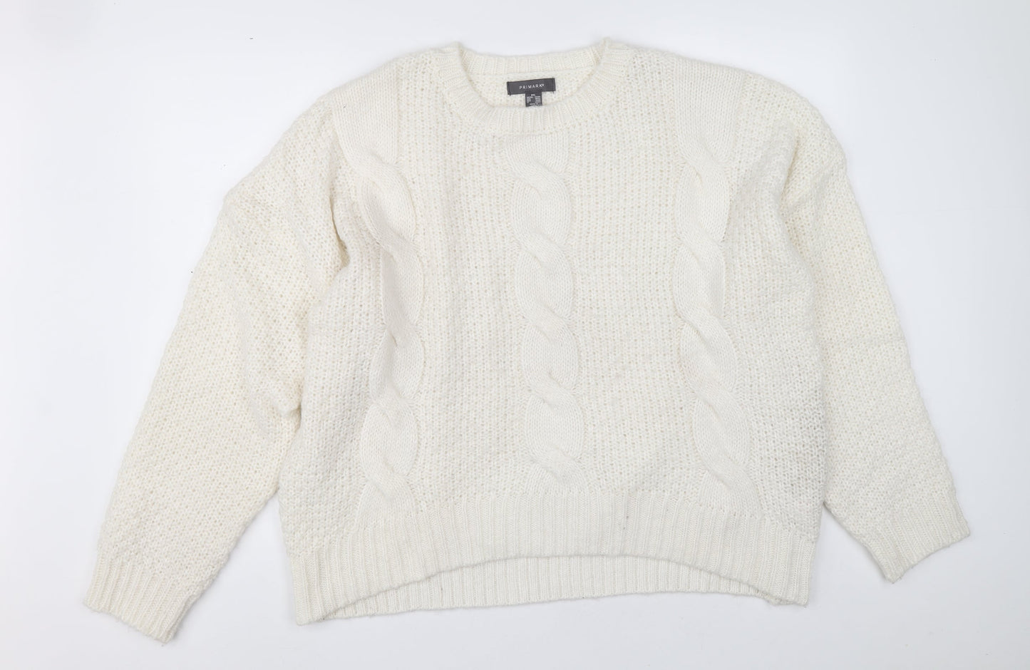 Primark Womens Beige Acrylic Pullover Jumper Size 2XL