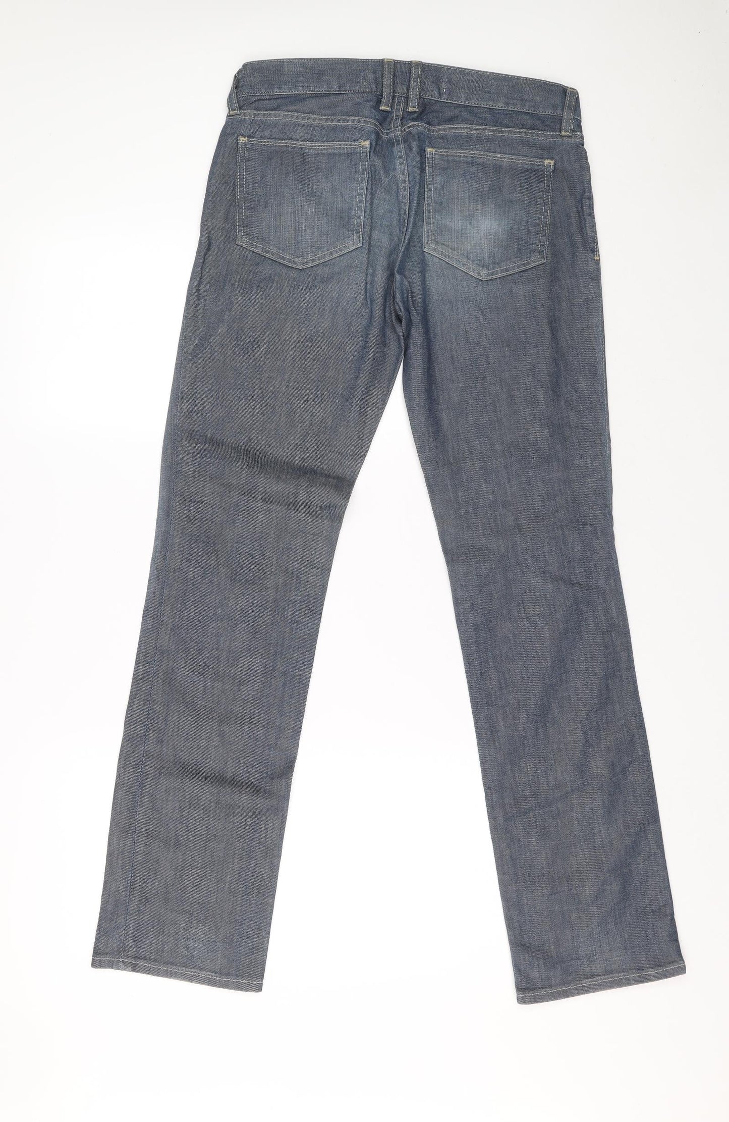 Womens UK Size 8 Preworn Regular Fit Straight Blue Jeans