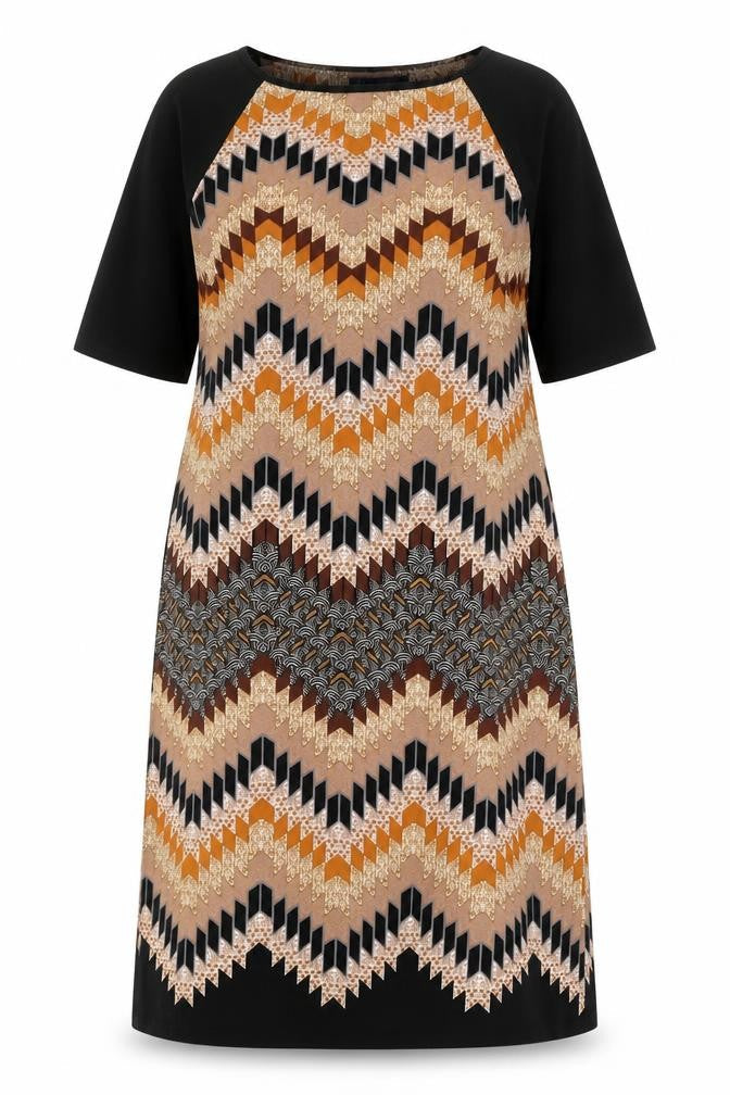 Marks and Spencer Womens Multicoloured Geometric Polyester A-Line Size 14 Boat Neck Pullover