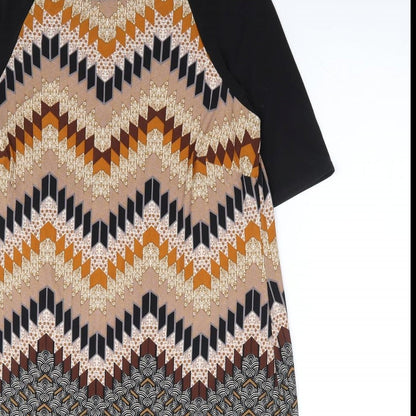 Marks and Spencer Womens Multicoloured Geometric Polyester A-Line Size 14 Boat Neck Pullover