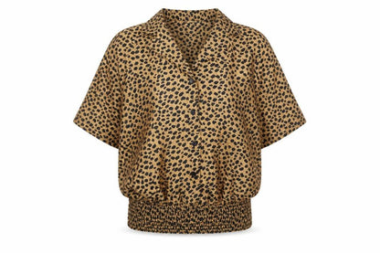Westbound Womens Brown Animal Print Polyester Basic Button-Up Size L Collared
