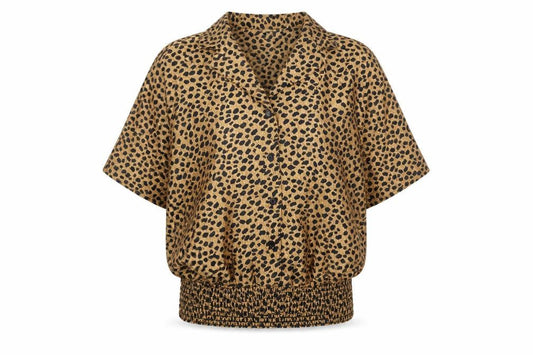 Westbound Womens Brown Animal Print Polyester Basic Button-Up Size L Collared