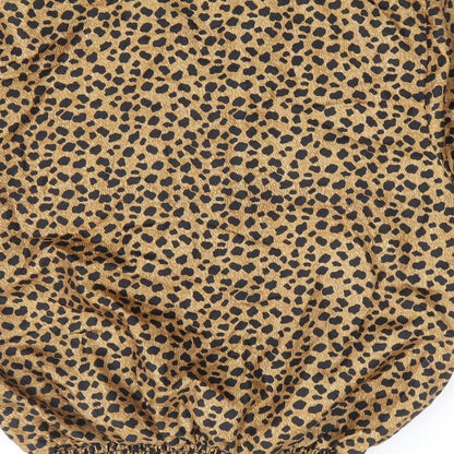Westbound Womens Brown Animal Print Polyester Basic Button-Up Size L Collared