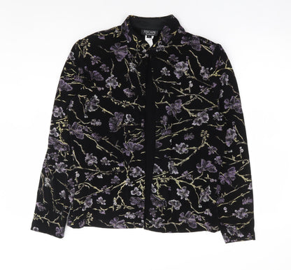 Xscape Womens Black Floral Jacket Size L Hook & Eye