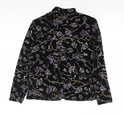 Xscape Womens Black Floral Jacket Size L Hook & Eye