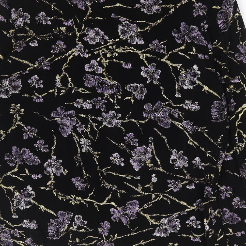 Xscape Womens Black Floral Jacket Size L Hook & Eye