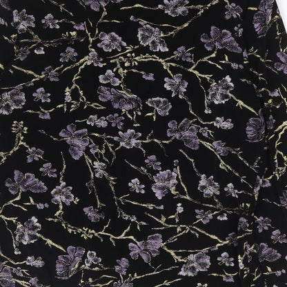 Xscape Womens Black Floral Jacket Size L Hook & Eye