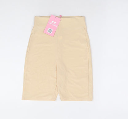 Missy Empire Womens Beige Polyester Sweat Shorts Size 4 L7 in Regular - Cycle Short