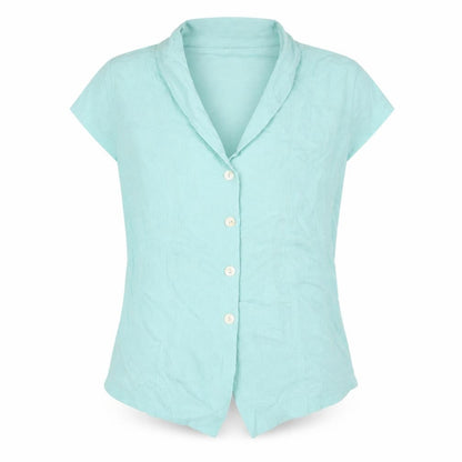 Islas Womens Blue 100% Cotton Basic Button-Up Size L Collared