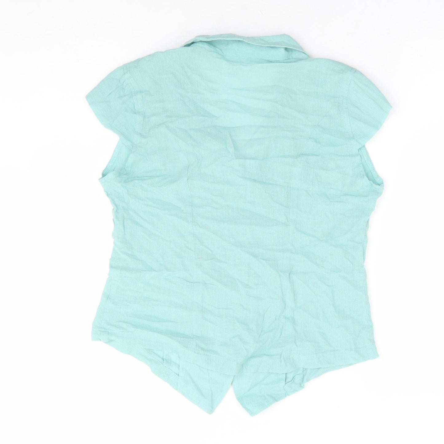 Islas Womens Blue 100% Cotton Basic Button-Up Size L Collared
