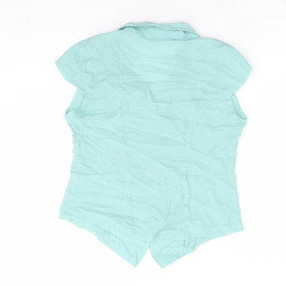 Islas Womens Blue 100% Cotton Basic Button-Up Size L Collared