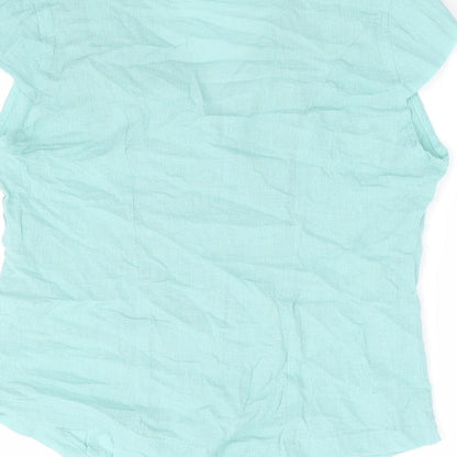 Islas Womens Blue 100% Cotton Basic Button-Up Size L Collared