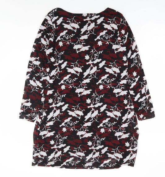 Avon Womens Red Floral Polyester A-Line Size 14 Round Neck Pullover