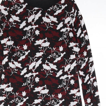 Avon Womens Red Floral Polyester A-Line Size 14 Round Neck Pullover