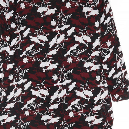 Avon Womens Red Floral Polyester A-Line Size 14 Round Neck Pullover