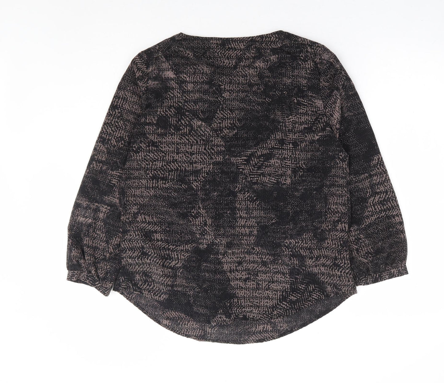 Fenn Wright Studio Womens Brown Geometric Polyester Basic Blouse Size 14 Round Neck