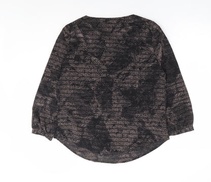 Fenn Wright Studio Womens Brown Geometric Polyester Basic Blouse Size 14 Round Neck