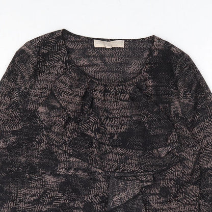 Fenn Wright Studio Womens Brown Geometric Polyester Basic Blouse Size 14 Round Neck