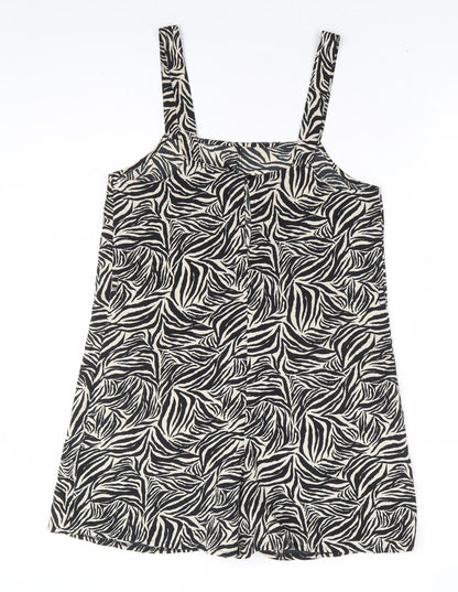 New Look Womens Brown Animal Print Polyester Playsuit One-Piece Size 8 Button - Zebra Print