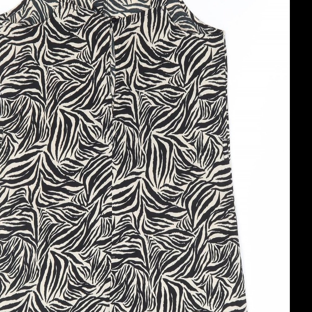 New Look Womens Brown Animal Print Polyester Playsuit One-Piece Size 8 Button - Zebra Print